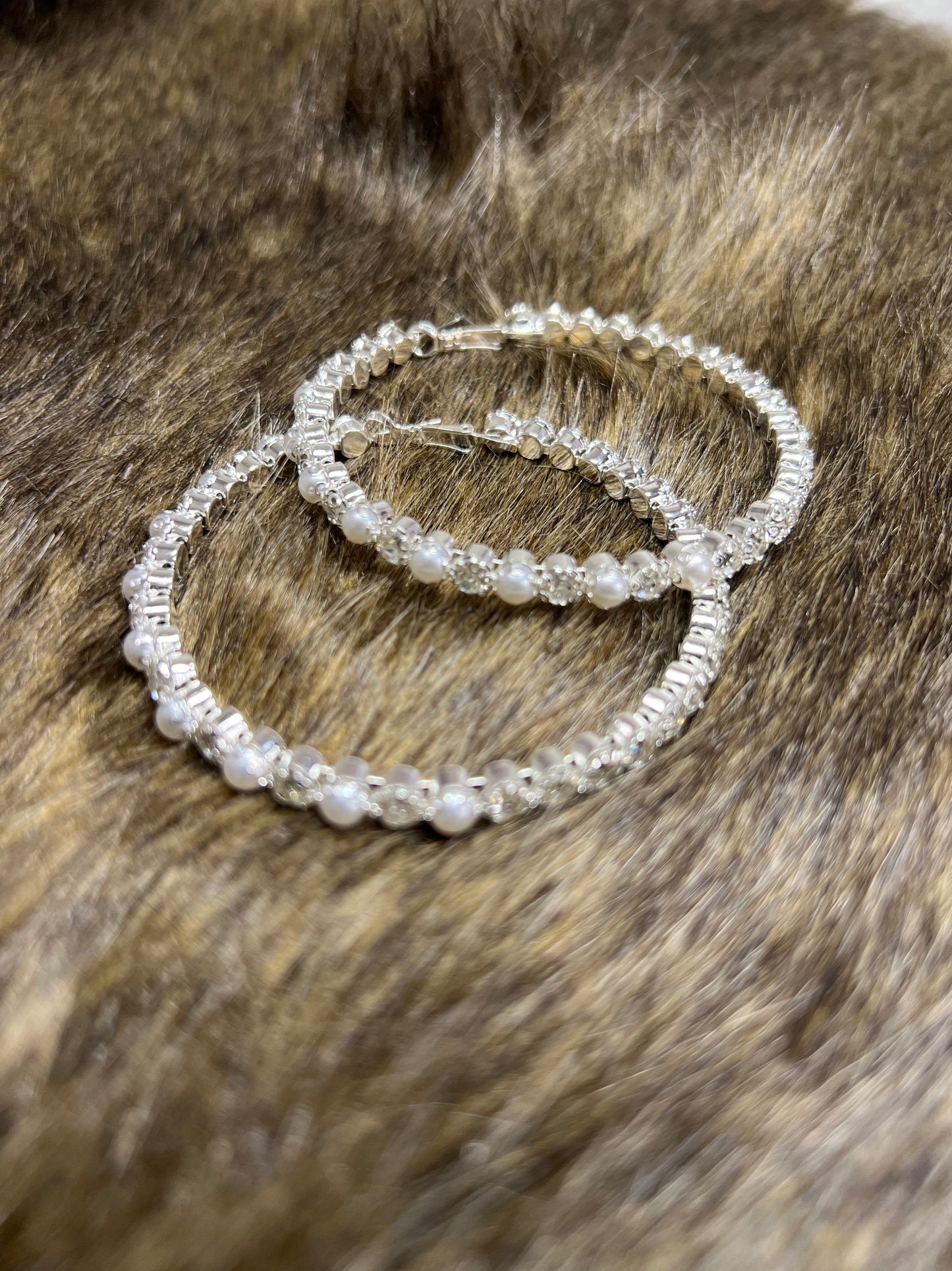 Diamonds & Pearls Hoop Earrings